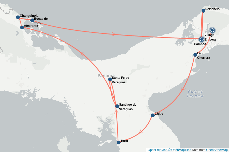 Itinerary Map image for Panama : Nature et Traditions
