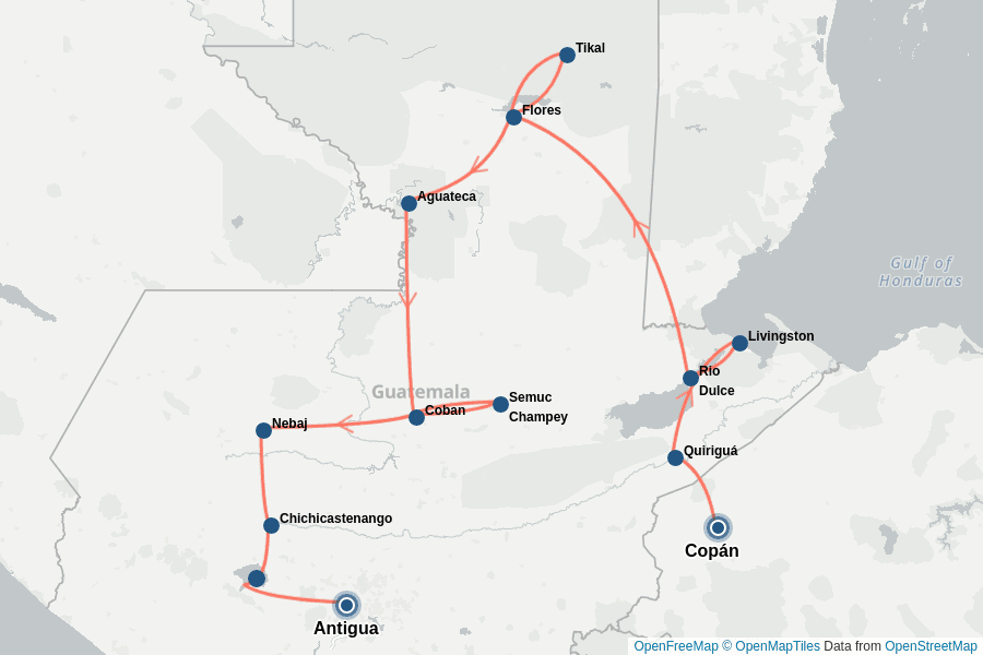 Itinerary Map image for Guatemala Authentique