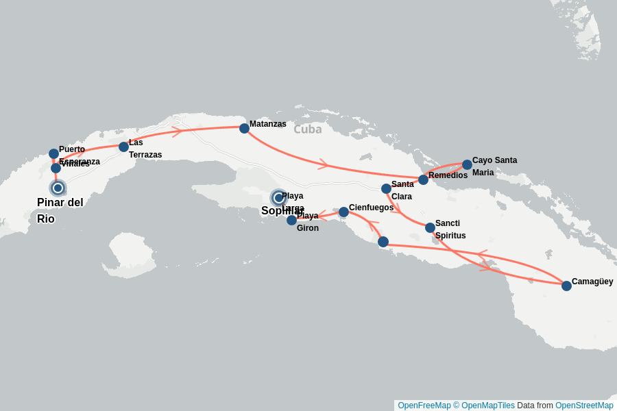 Itinerary Map image for Cuba en Couleurs