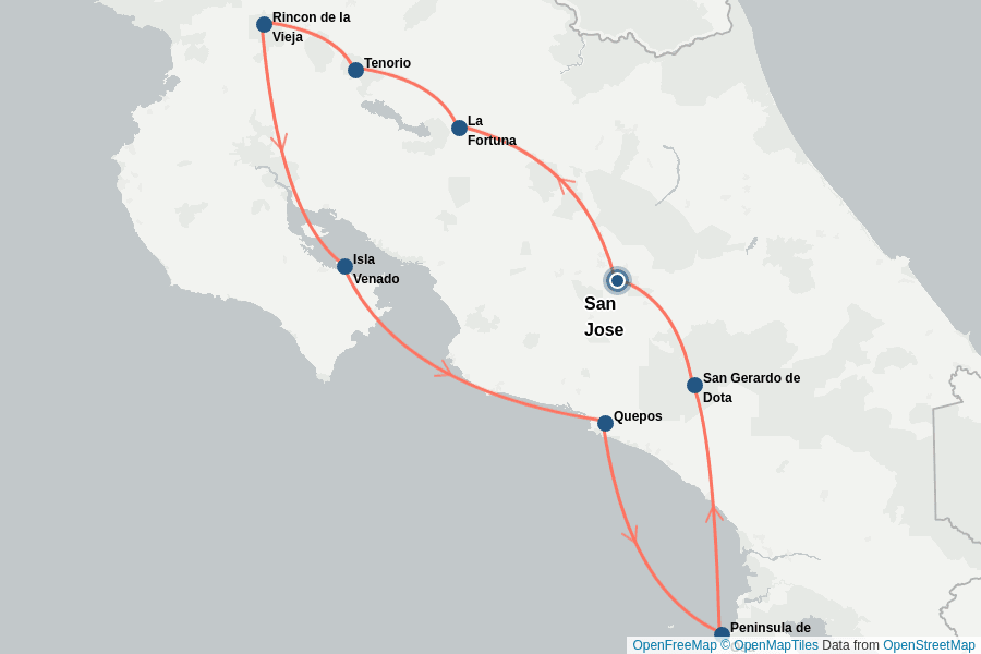Itinerary Map image for Randonnée au Costa Rica