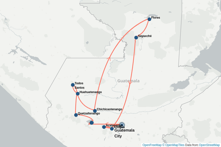 Itinerary Map image for Randonnée au Guatemala