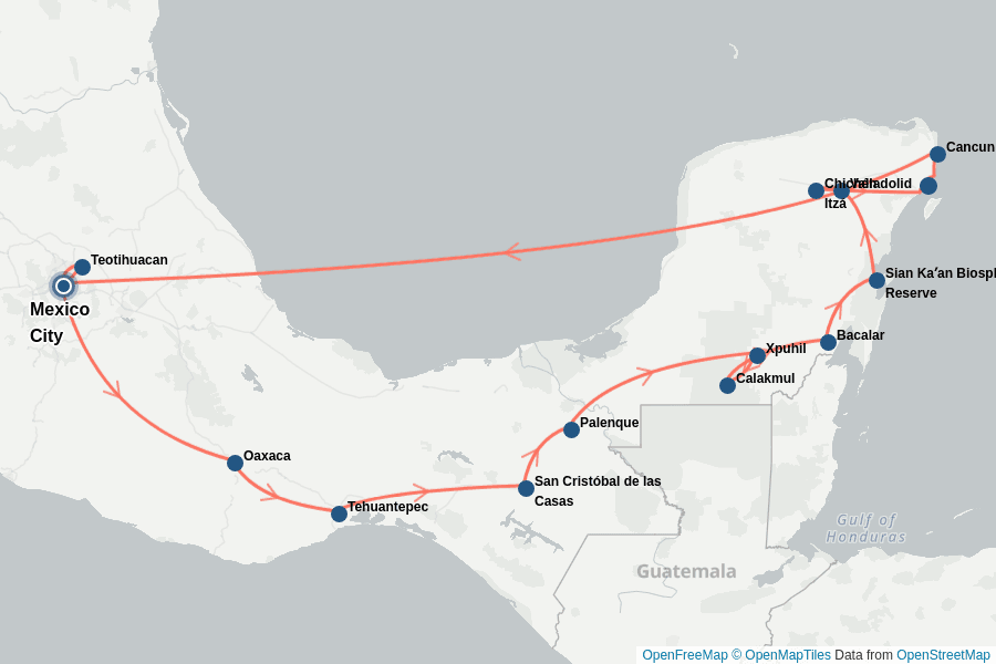 Itinerary Map image for L'Essence du Mexique