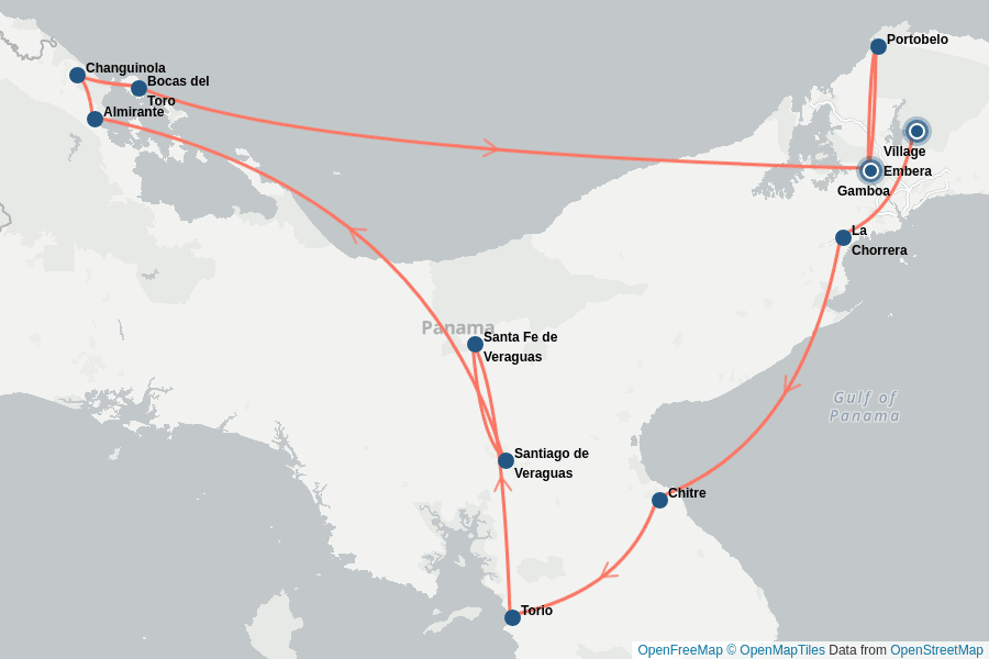 Itinerary Map image for Panama : Nature et Traditions