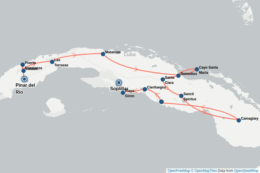 Itinerary Map image for Cuba en Couleurs