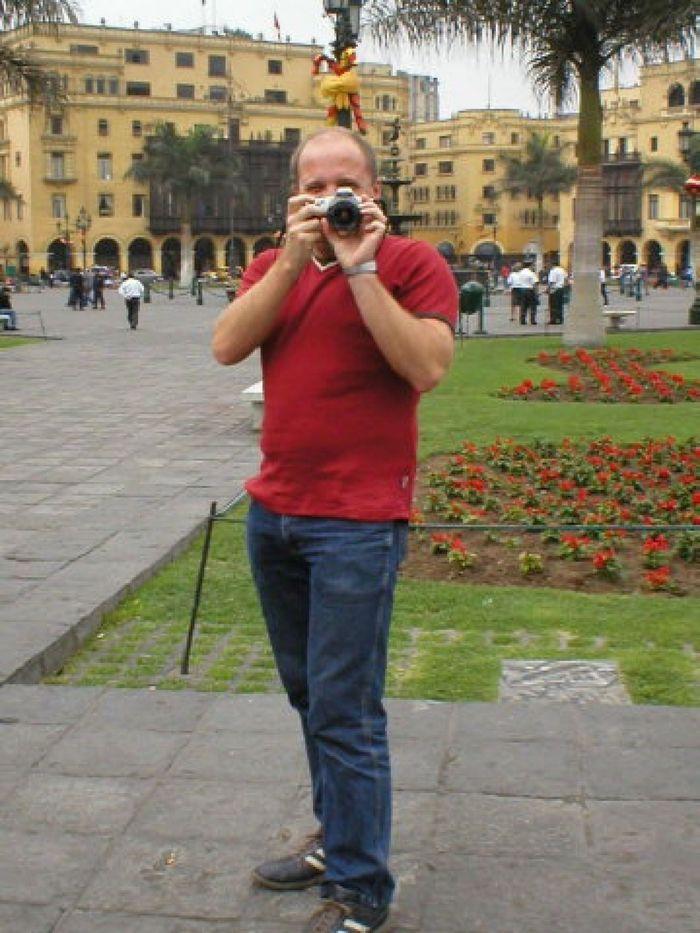 Andreas auf dem Plaza de Armas von Lima